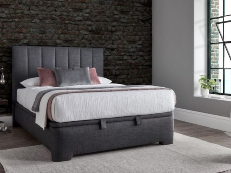 Kaydian Medburn 4ft6 Double Slate Grey Fabric Ottoman Storage Bed