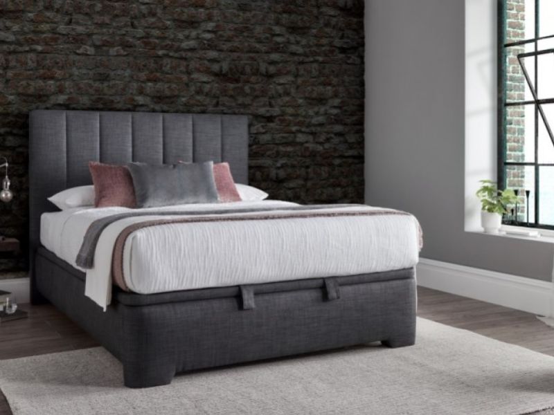 Kaydian Medburn 5ft Kingsize Slate Grey Fabric Ottoman Storage Bed