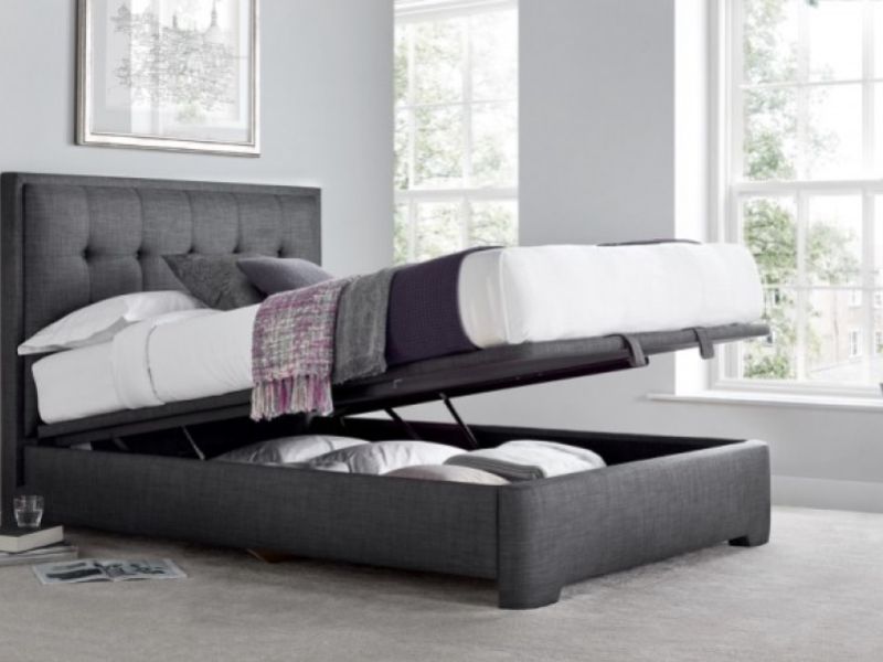 Kaydian Falstone 6ft Super Kingsize Slate Grey Fabric Ottoman Storage Bed