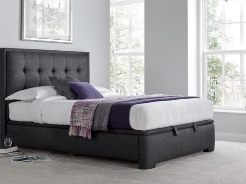 Kaydian Falstone 5ft Kingsize Slate Grey Fabric Ottoman Storage Bed