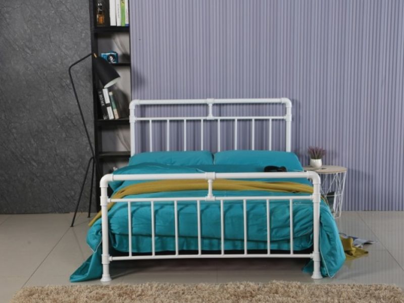 Metal Beds Pippa 4ft6 Double White Metal Bed Frame