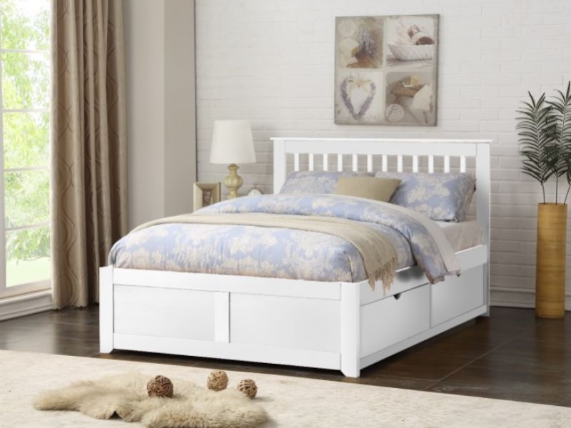 Flintshire Pentre 4ft6 Double White Finish Bed With Drawers