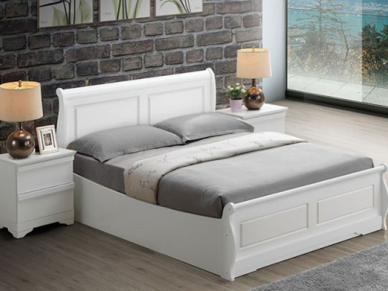 Painted Wooden Bed Frame, White Wooden Bedstead King Size
