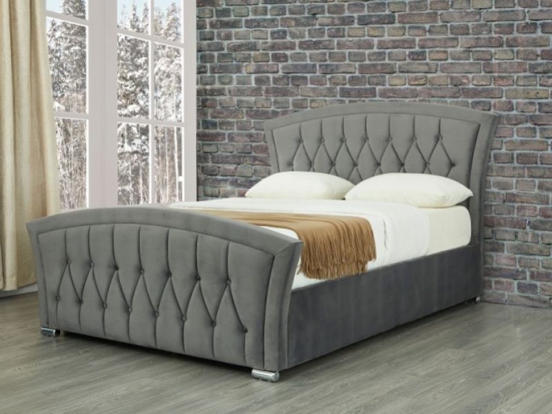 Sweet Dreams Leigh 5ft Kingsize Grey Fabric Ottoman Bed Frame