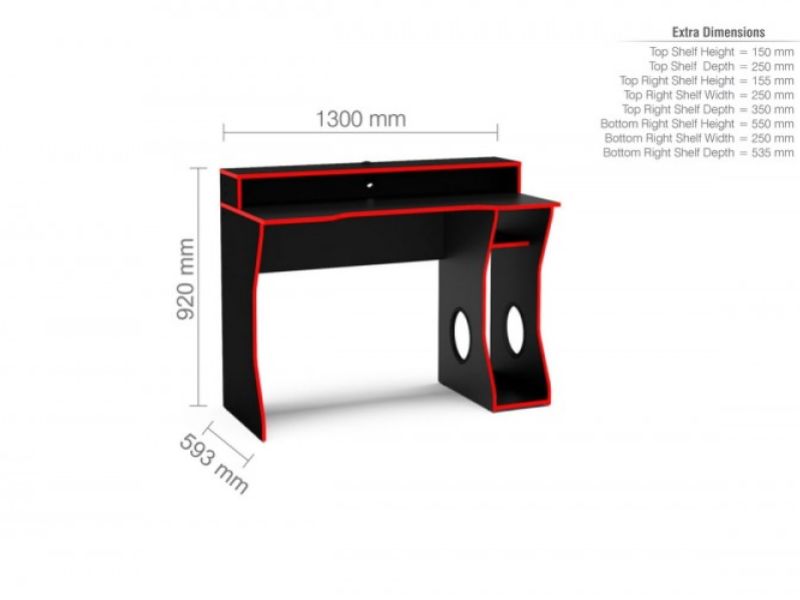 Birlea Enzo Black And Red Gaming Desk