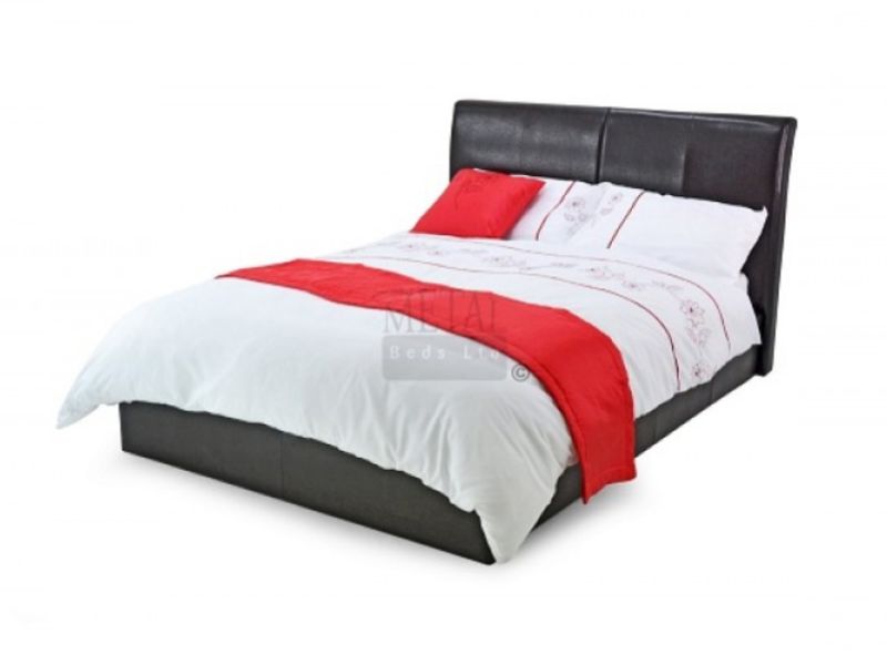 Metal Beds Texas 5ft (150cm) Kingsize Black Faux Leather Bed Frame