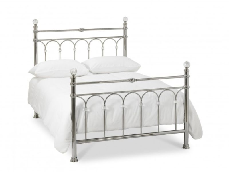 Bentley Designs Krystal 5ft Kingsize Shiny Nickel Metal Bed Frame