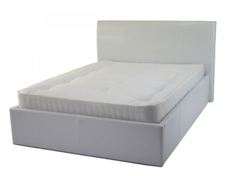 Metal Beds Chameleon 3ft (90cm) Single  White Faux Leather Ottoman Bed Frame
