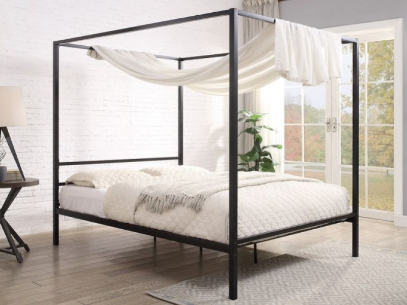 Sleep Design Chalfont 4ft Small Double Black Metal 4 Poster Bed Frame By 4 Poster Bed Frame By Sleep Design, Four Poster Bed Frame King Size Uk