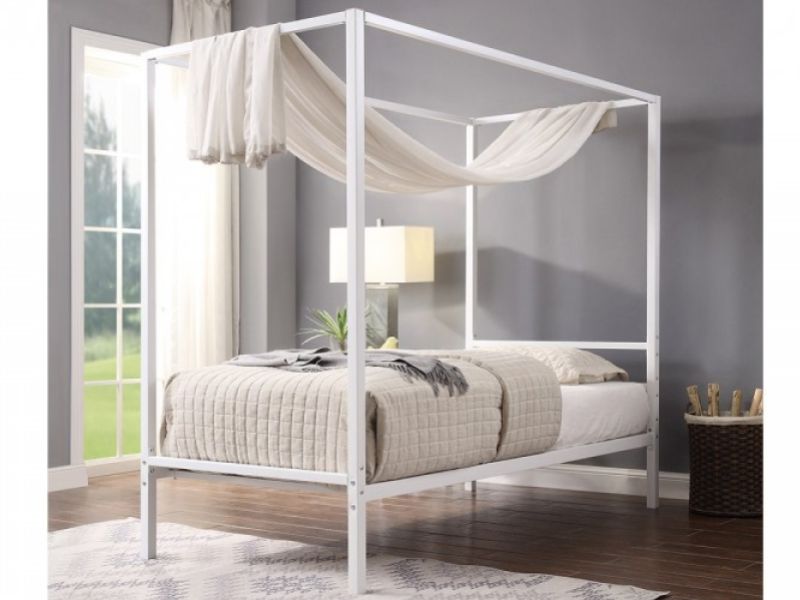 Sleep Design Chalfont 3ft Single White Metal 4 Poster Bed Frame
