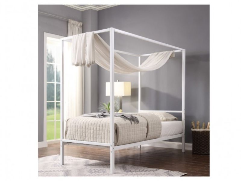 Sleep Design Chalfont 3ft Single White Metal 4 Poster Bed Frame