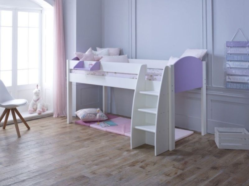 Kids Avenue Eli A Midsleeper Bed In White And Lilac