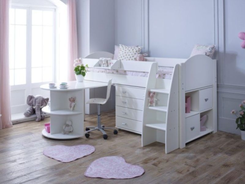 Kids Avenue Eli E Midsleeper Bed Set In White