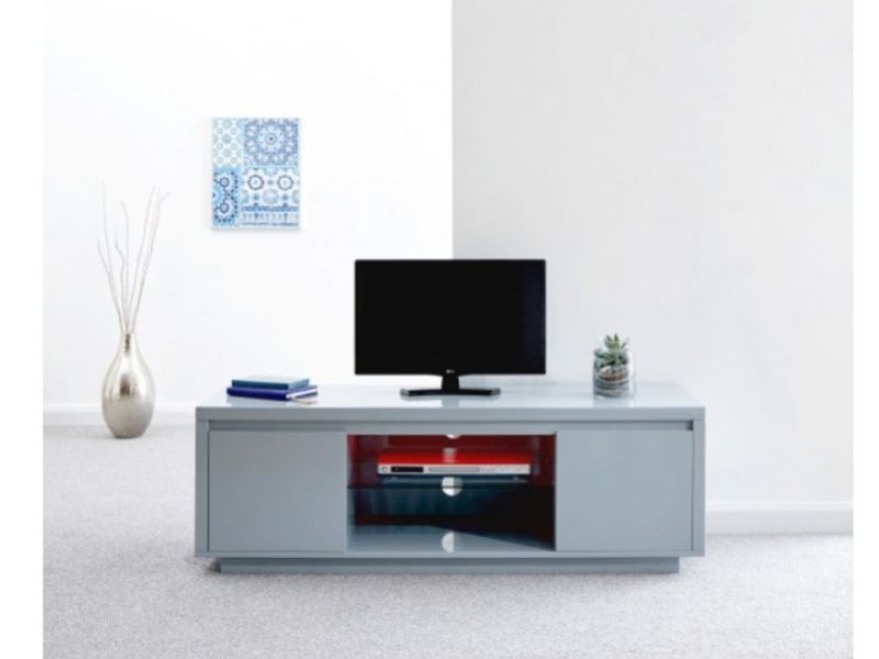 GFW Polar Grey Gloss LED Large TV Unit