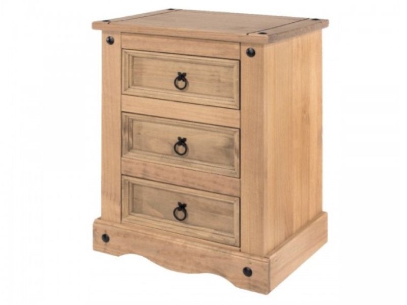 Core Corona Pine 3 Drawer Bedside