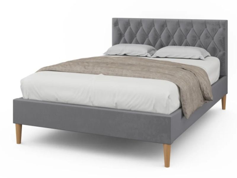 Sleep Design Hilton 4ft6 Double Grey Fabric Bed Frame