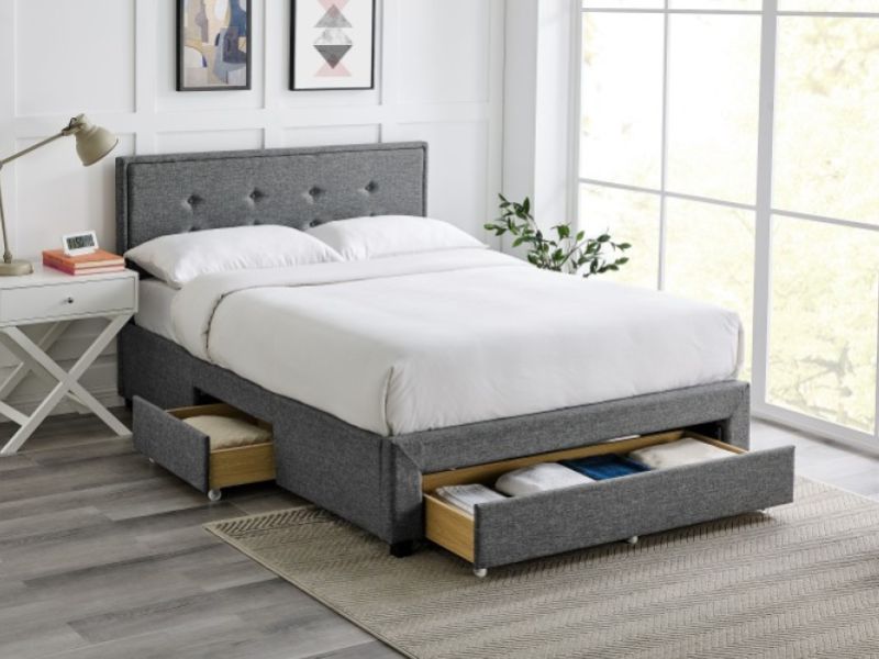 Limelight Florence 4ft6 Double Grey Fabric Bed Frame With Drawers