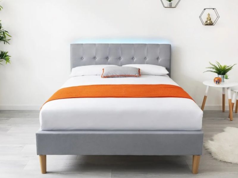 Sleep Design Torton 4ft Small Double Ligth Grey Linen Bed Frame