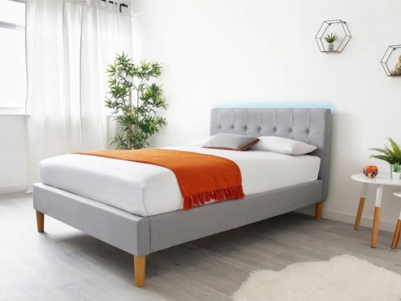 Sleep Design Torton 4ft Small Double Ligth Grey Linen Bed Frame