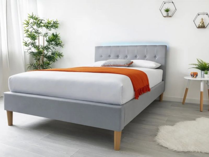 Sleep Design Torton 4ft Small Double Ligth Grey Linen Bed Frame