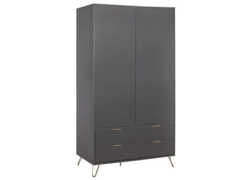 Birlea Arlo 2 Door 2 Drawer Wardrobe In Charcoal Grey