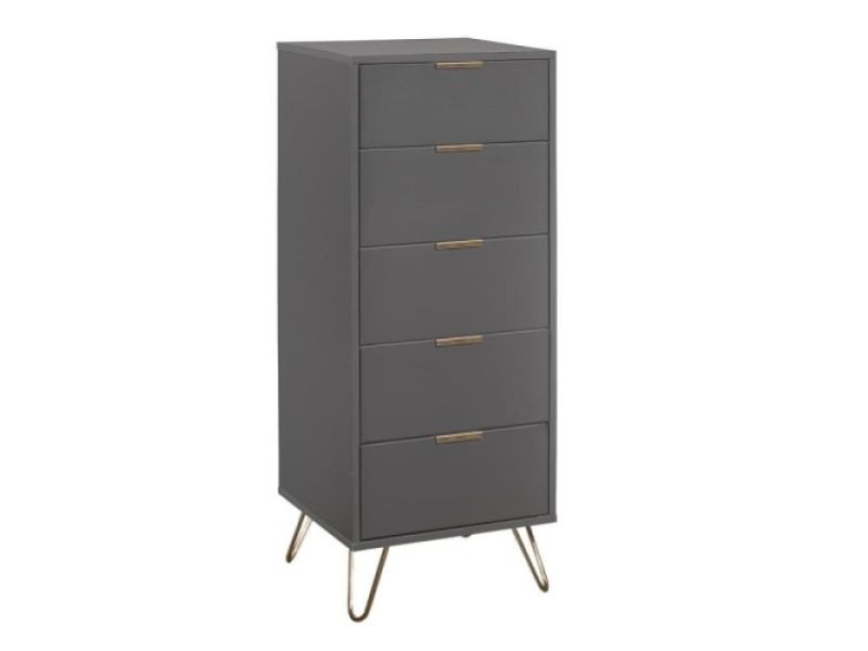 Birlea Arlo 5 Drawer Narrow Charcoal Grey Chest