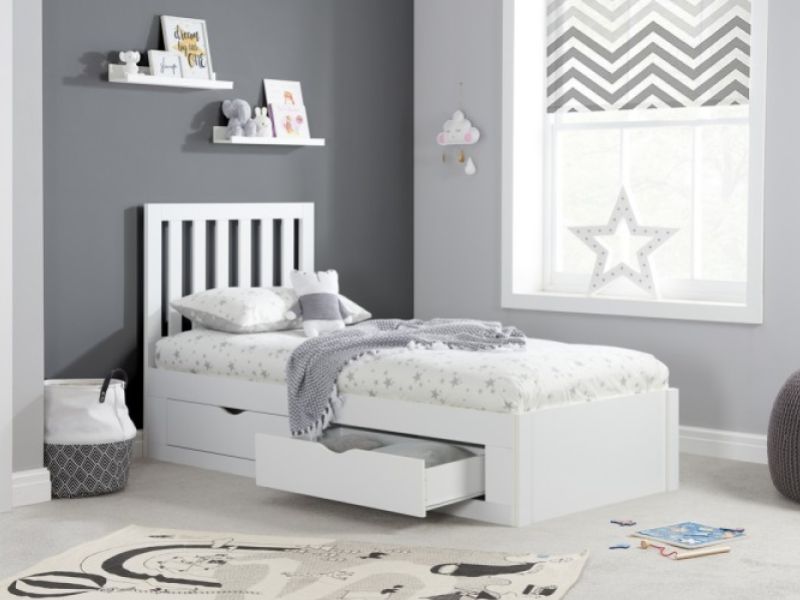 Birlea Appleby 3ft Single White Wooden Bed Frame With Drawers