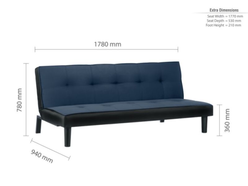 Birlea Aurora Midnight Blue Velvet Fabric Sofa Bed