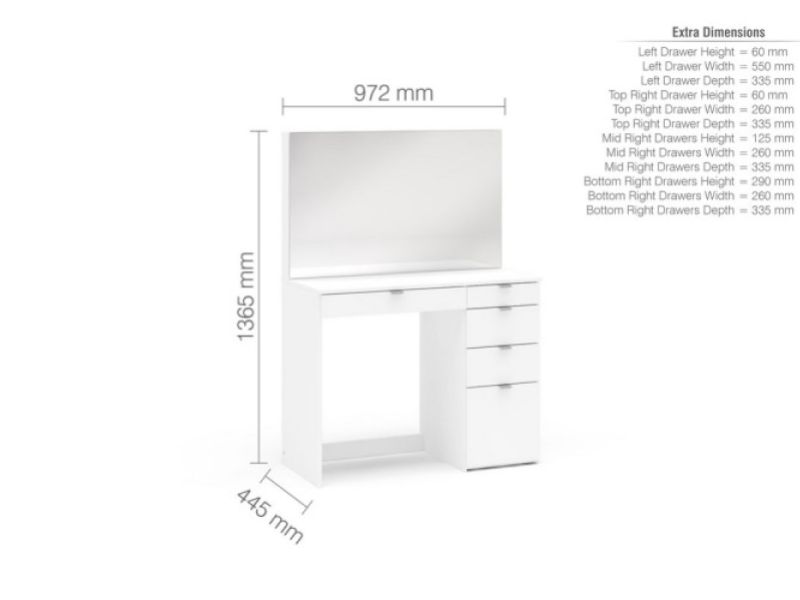 Birlea Ava White Dressing Table With Mirror