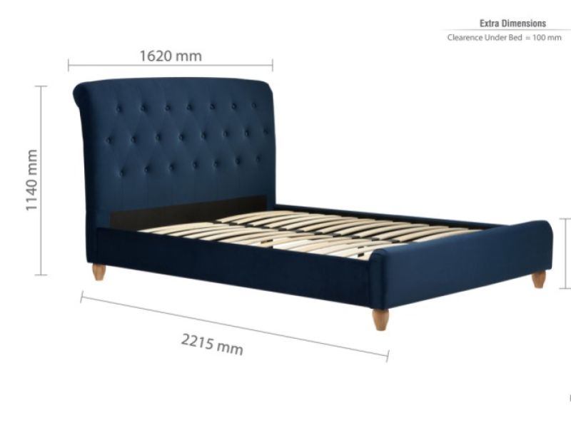 Birlea Brompton 5ft Kingsize Blue Fabric Bed Frame