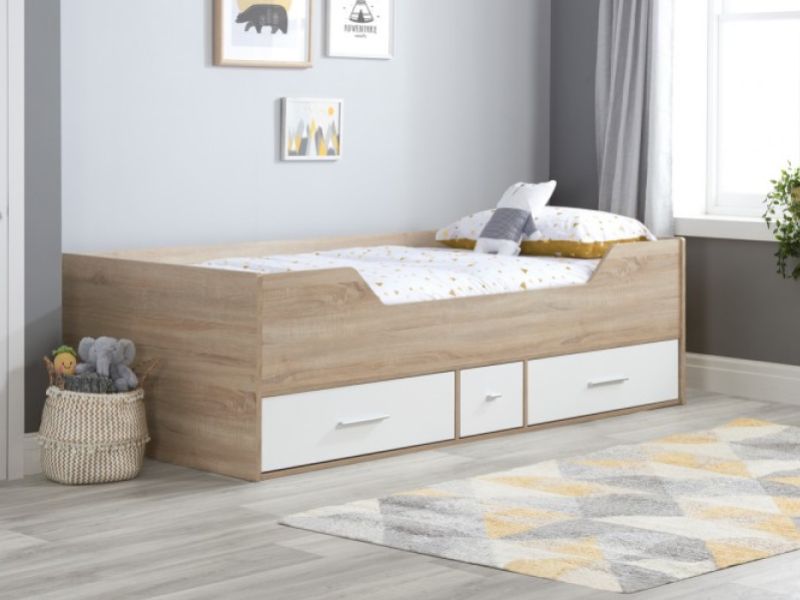 Birlea Camden 3ft Single White And Oak Finish Cabin Bed