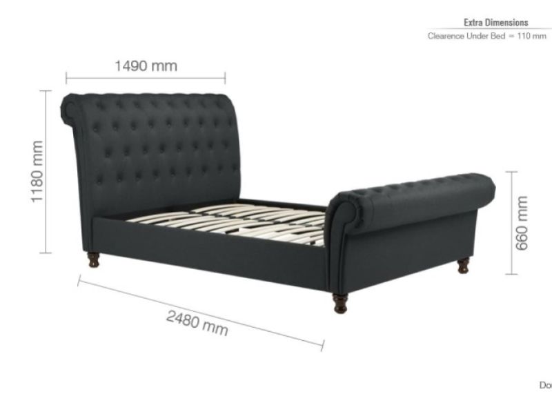 Birlea Castello 4ft6 Double Charcoal Fabric Bed Frame
