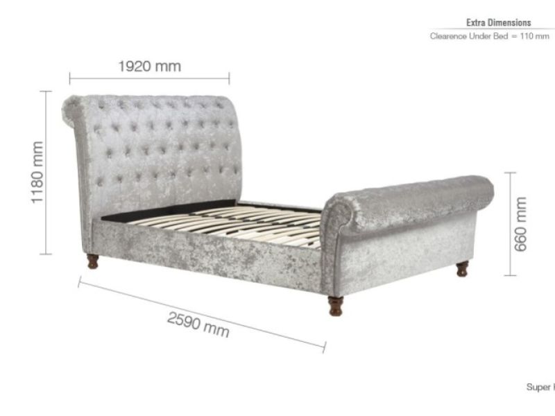 Birlea Castello 6ft Super Kingsize Steel Velvet Fabric Bed Frame