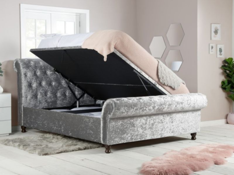 Birlea Castello 5ft Kingsize Steel Crushed Velvet Fabric Ottoman Bed Frame