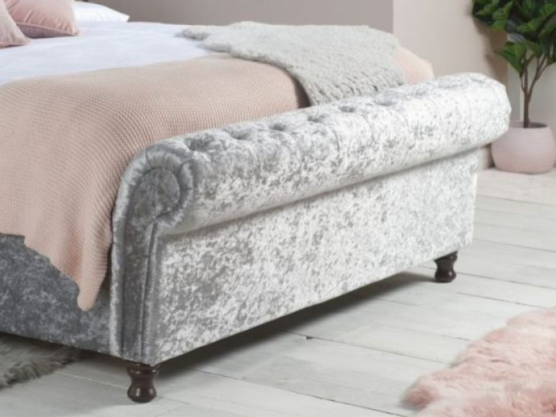 Birlea Castello 5ft Kingsize Steel Crushed Velvet Fabric Ottoman Bed Frame