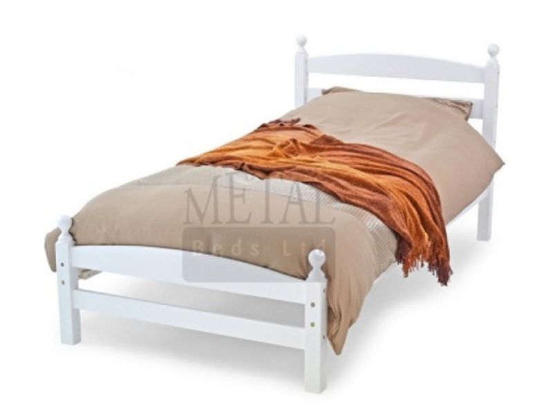 Metal Beds Moderna 3ft (90cm) Single White Wooden Bed Frame
