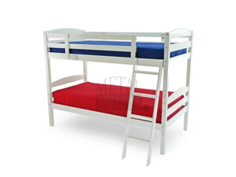 Metal Beds Moderna 3ft (90cm) Single White Wooden Bunk Bed