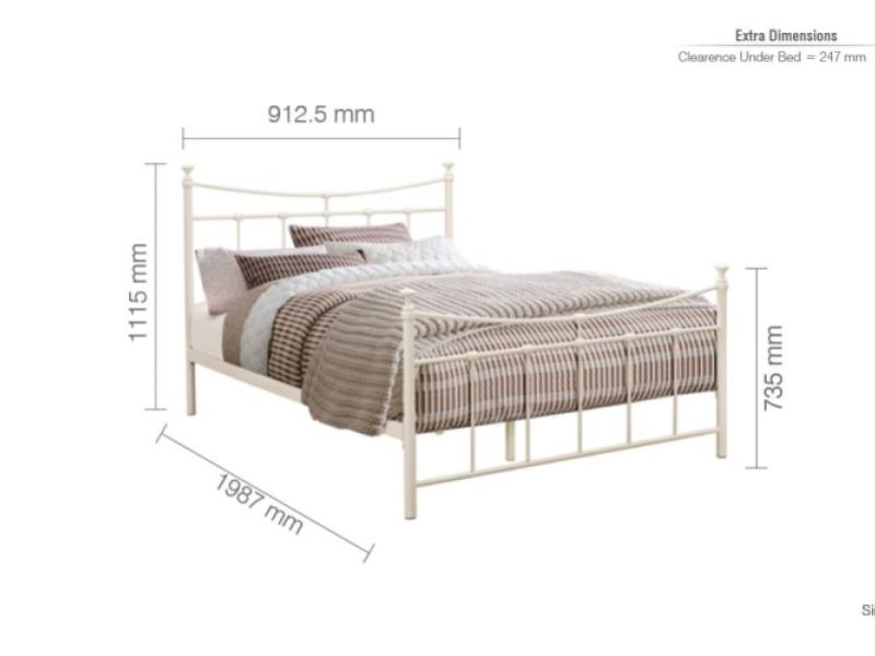Birlea Emily 3ft Single Cream Metal Bed Frame