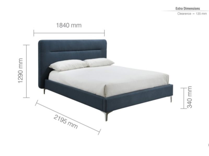 Birlea Finn 5ft Kingsize Steel Blue Fabric Bed Frame