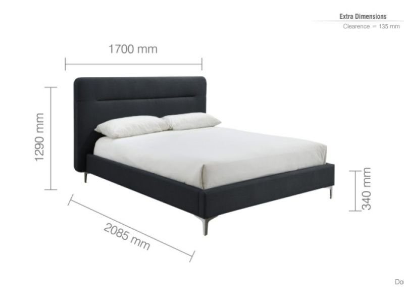 Birlea Finn 4ft6 Double Charcoal Fabric Bed Frame