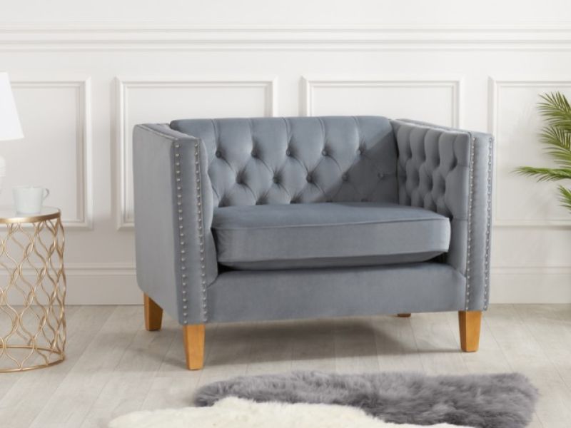 Birlea Florence Snuggle Chair In Grey Velvet Fabric
