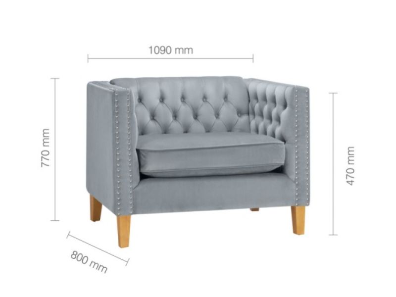 Birlea Florence Snuggle Chair In Grey Velvet Fabric