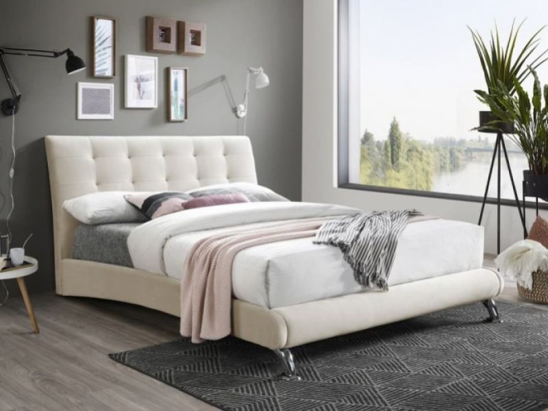 Birlea Hemlock 4ft6 Double Warm Stone Fabric Bed Frame