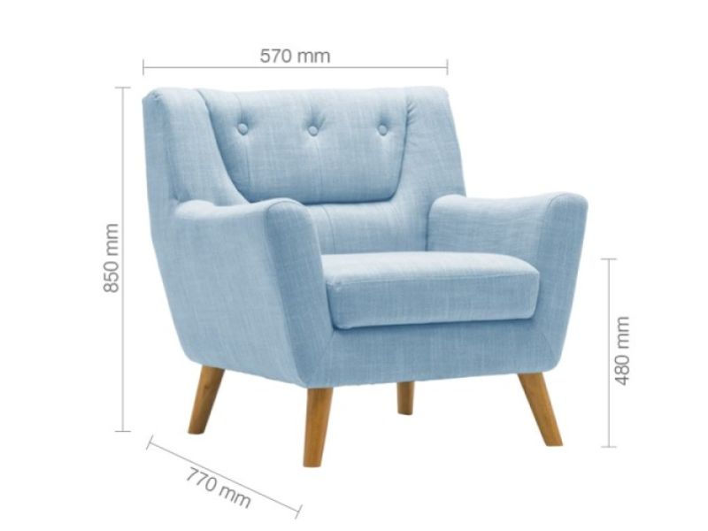 Birlea Lambeth Armchair In Duck Egg Blue Fabric