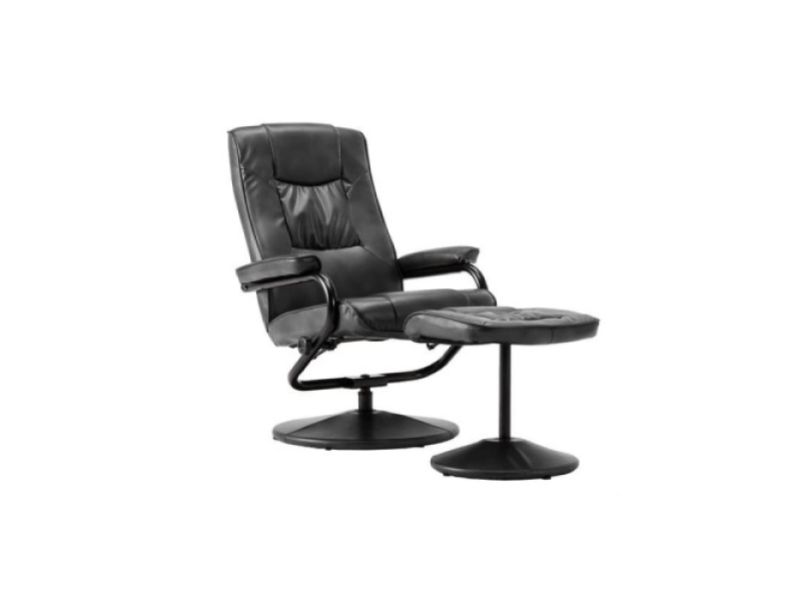 Birlea Memphis Black Faux Leather Swivel Chair And Stool