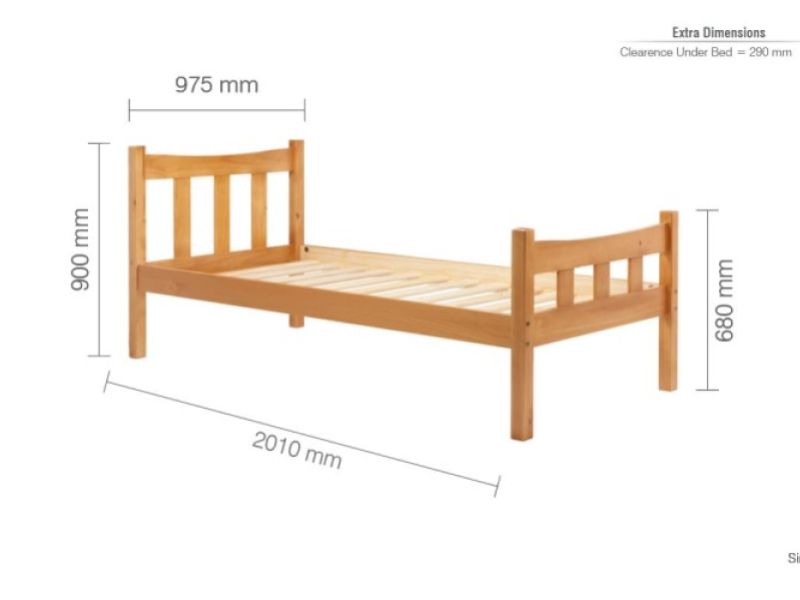 Birlea Miami 3ft Single Pine Wooden Bed Frame