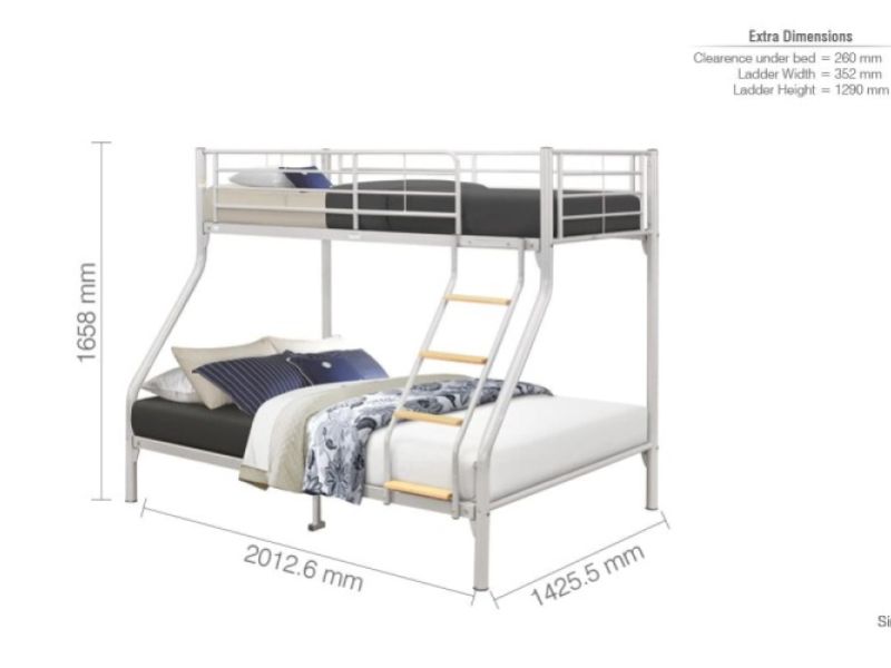 Birlea Nexus Silver Metal Triple Sleeper Bunk Bed