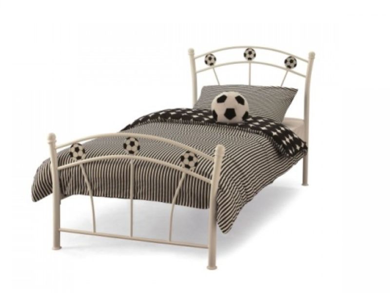 Serene Soccer 3ft Single White Metal Bed Frame