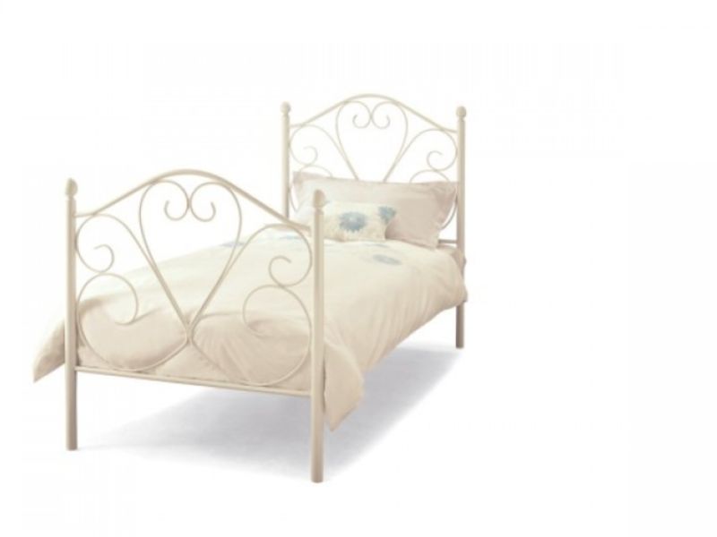 White Metal Bed Frame By Serene Furnishings, White Wrought Iron Bed Frames