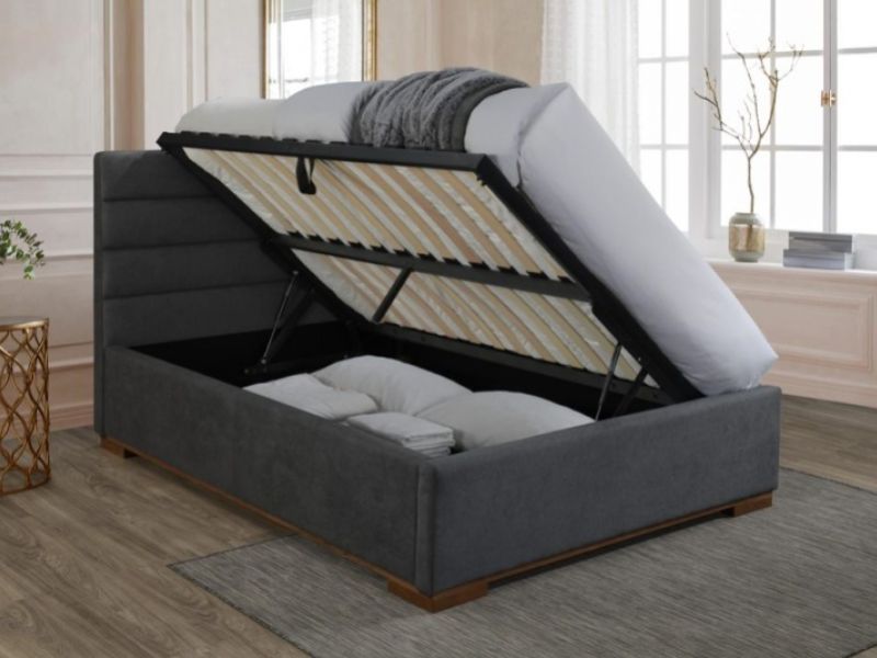 Time Living Mayfair 5ft Kingsize Dark Grey Fabric Ottoman Bed Frame